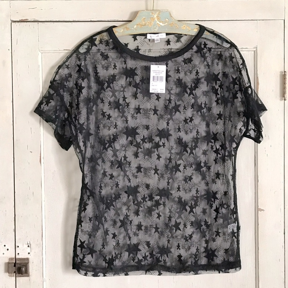 Nordstrom Rack Black Sheer with Stars Tee